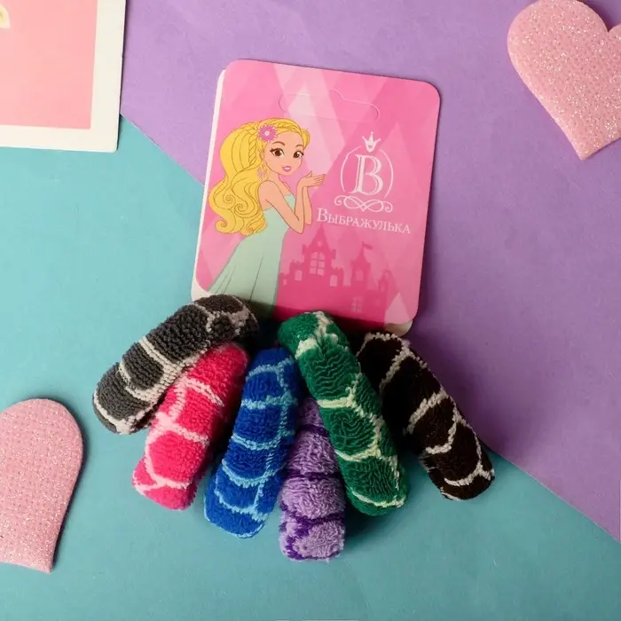 Резинка для волос Резинка для волос "Махрушка" 5 см (набор 6 шт) орнамент, 5 см