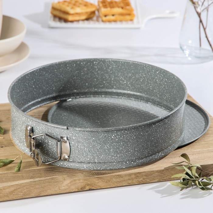 Набор форм для выпечки «Элин Мрамор. Круг», d=22/24/26 см, съёмное дно, антипригарное покрытие, цвет серый Набор форм для выпечки «Элин Мрамор. Круг», d=22/24/26 см, съёмное дно, антипригарное покрытие, цвет серый