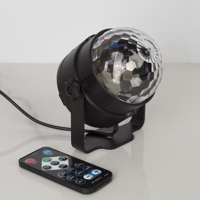 Световой прибор «Хрустальный шар» 7.5 см, пульт ДУ, свечение RGB, 220 В Световой прибор «Хрустальный шар» 7.5 см, пульт ДУ, свечение RGB, 220 В