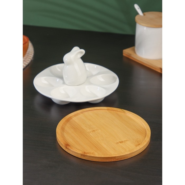 Подставка фарфоровая для яиц 6 ячеек BellaTenero «Зайка», 16,5×9,5 см, цвет белый Подставка фарфоровая для яиц 6 ячеек BellaTenero «Зайка», 16,5×9,5 см, цвет белый