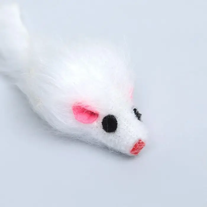 Мышь из искусственного меха, 5 см, белая Мышь из искусственного меха, 5 см, белая