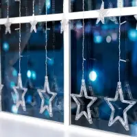 Гирлянда &laquo;Бахрома&raquo; 2.4&times;0.9 м с насадками &laquo;Звёзды&raquo;, IP20, прозрачная нить, 138 LED, свечение синее, 8 режимов, 220 В