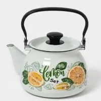 Чайник сферич. с мет.р. 3л (белая)Лимонный сет Чайник сферич. с мет.р. 3л (белая)Лимонный сет