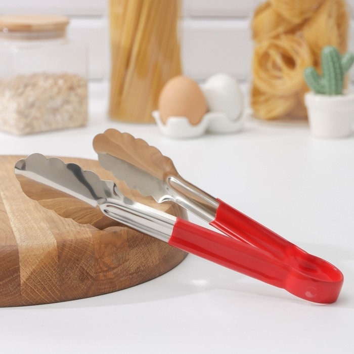 Щипцы кухонные Доляна «Краски», 23×3,5 см, 201 сталь, цвет красный Щипцы кухонные Доляна «Краски», 23×3,5 см, 201 сталь, цвет красный