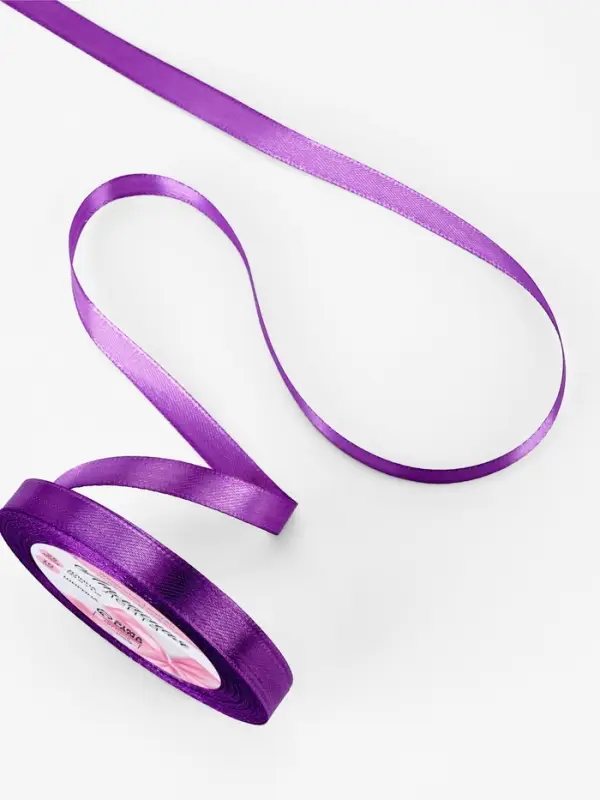 Лента атласная, 10 мм, 23±1 м, тёмно-фиолетовая Лента атласная, 10 мм, 23±1 м, тёмно-фиолетовая