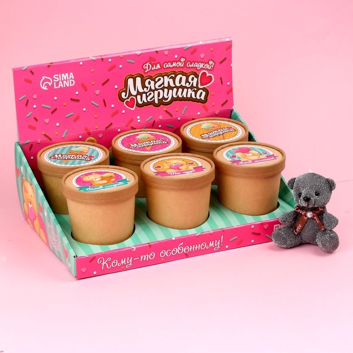 Мягкая игрушка «Самой сладкой», медведь, цвета МИКС, в шоубоксе Мягкая игрушка «Самой сладкой», медведь, цвета МИКС, в шоубоксе