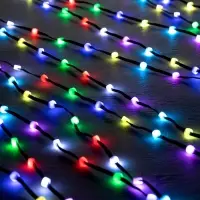 Умная гирлянда &laquo;Нить&raquo; 5 м, роса с насадками &laquo;Шарики&raquo;, IP20, черный провод, 100 LED, пульт ДУ, приложение, свечение RGB, USB