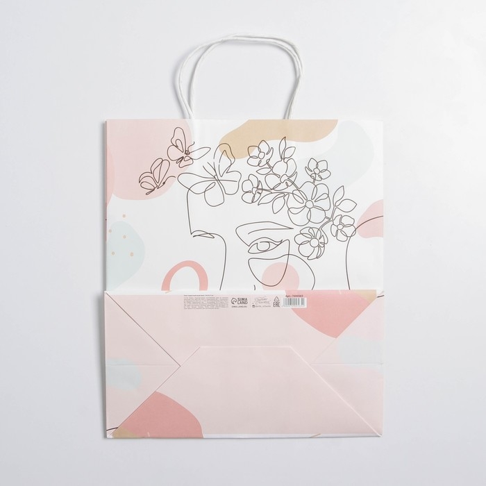 Пакет подарочный крафт, упаковка, «Нюд», 28 х 32 х 15 см