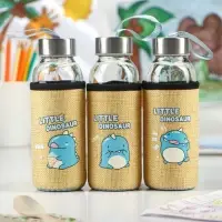 Бутылка для воды в чехле &laquo;Дино&raquo;, 300 мл, h=17 см, стекло, рисунок МИКС