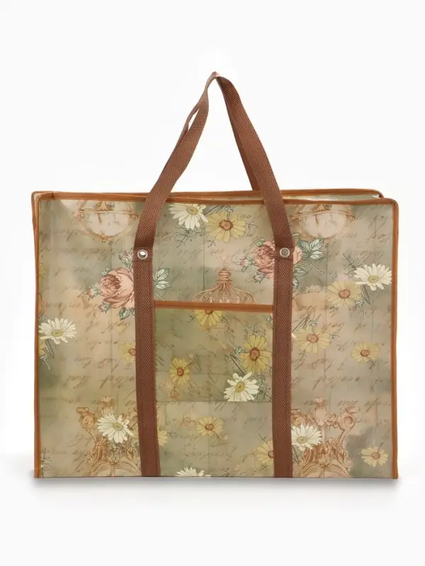 Сумка хозяйственная &laquo;Письмо&raquo;, на молнии, 60&times;20&times;45 см, наружный карман, коричневая