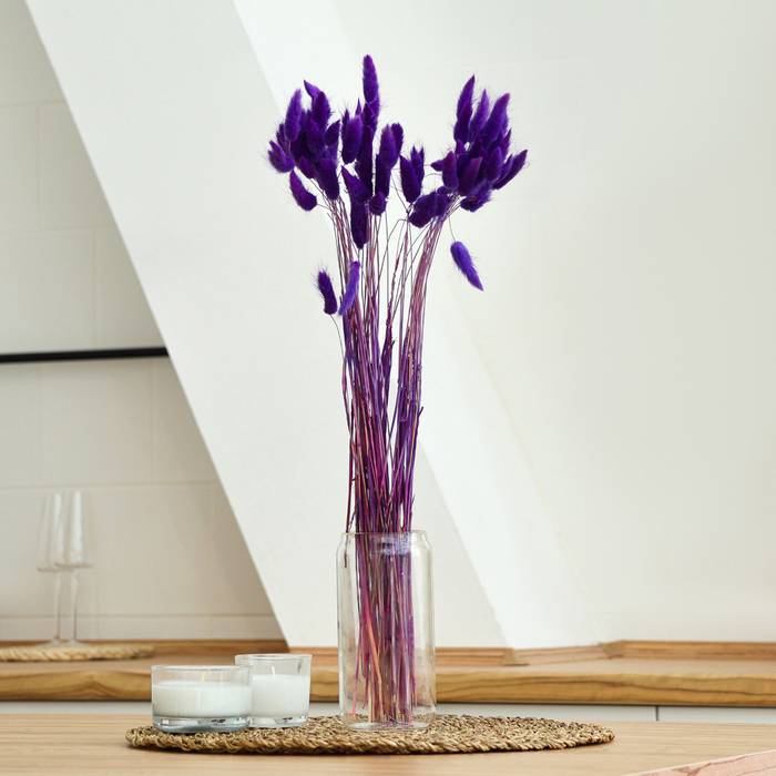 Сухоцветы «Лагурус», набор 30 шт., цвет фиолетовый Сухоцветы «Лагурус», набор 30 шт., цвет фиолетовый