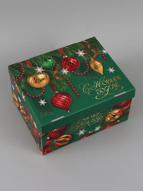 Коробка подарочная, складная 31.2&times;25.6&times;16.1 см &laquo;Новогодние игрушки&raquo;