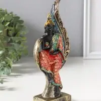 Сувенир полистоун "Будда в ярком одеянии на листе" 4х8,2х19,5 см