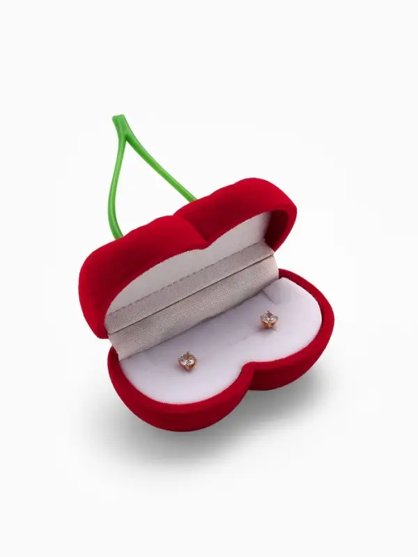 Футляр под серьги, кольца &laquo;Вишня&raquo;, бархатный, 7&times;6.5&times;3.5 см, красный