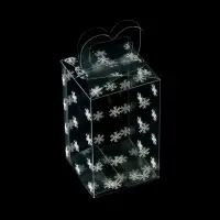 Коробка подарочная новогодняя складная ПВХ «Снежинки» 12×7×7 см
