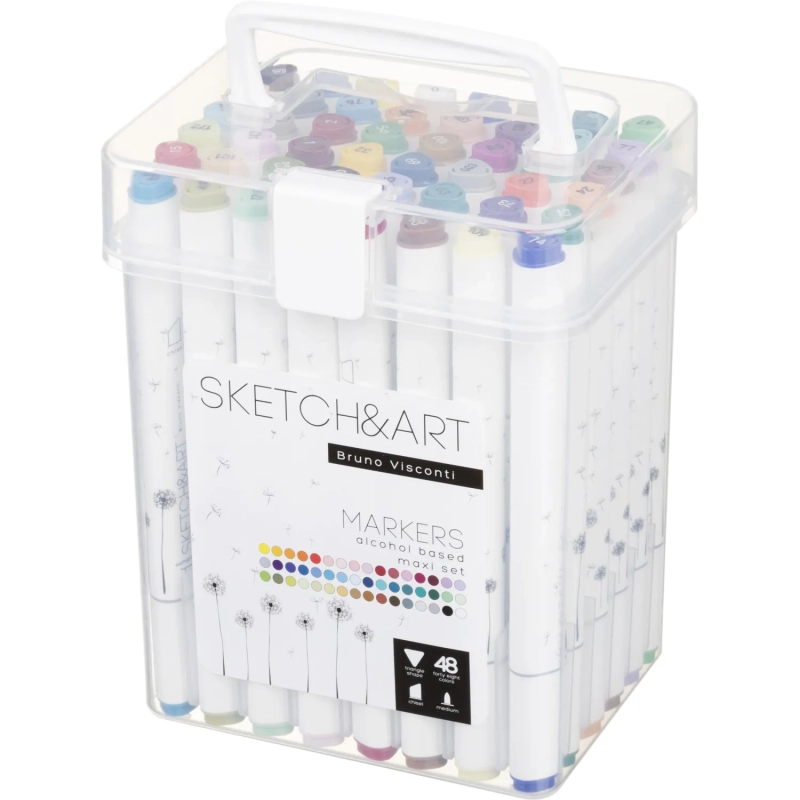 Набор маркеров ДВУС.СКЕТЧ-МАРКЕРЫSKETCH&ARTМАКСИ,48 ЦВ.ПЛАС.ПЕНАЛ,22-0079