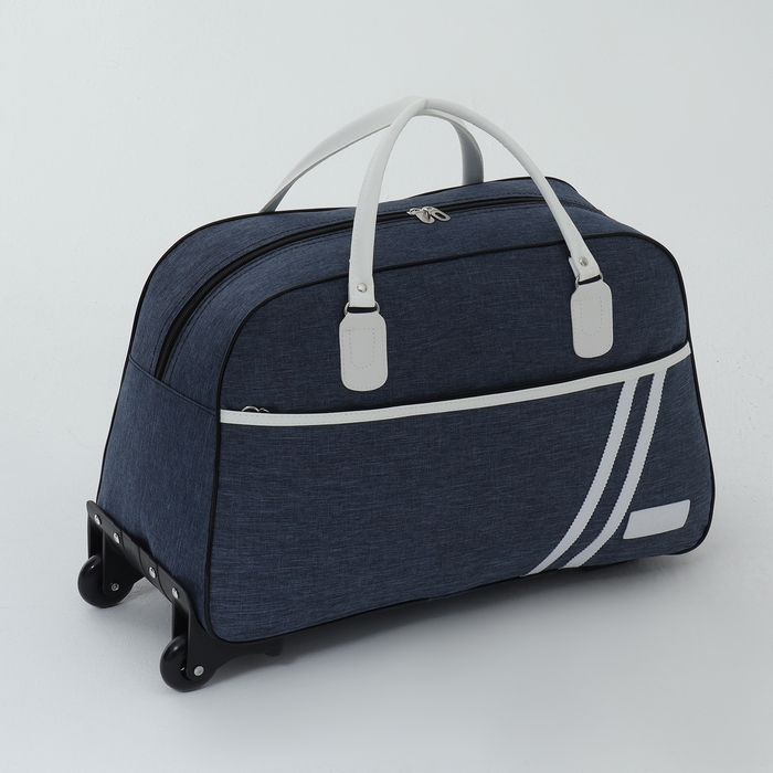 Сумка дорожная на колёсах, наружный карман, цвет синий Сумка дорожная на колёсах, наружный карман, цвет синий