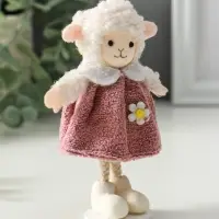 Сувенир п"Белая овечка в пыльно-розовом платье" 5х6,5х13 см