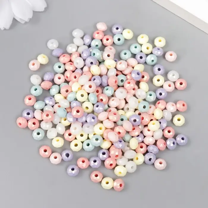 Бусины для творчества пластик Бусины для творчества пластик "Колечко кристалл с гранями" жемчужные н-р 20гр 0,4х0,6х0,6 см 78771