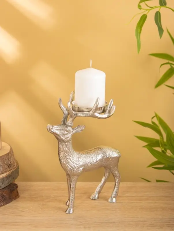 Подсвечник "Сохатый" 15,5х9х22,5 см, алюминий, серебряный