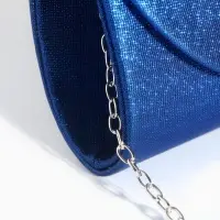 Сумка-клатч вечерняя на магните, на серебристой цепочке, синяя