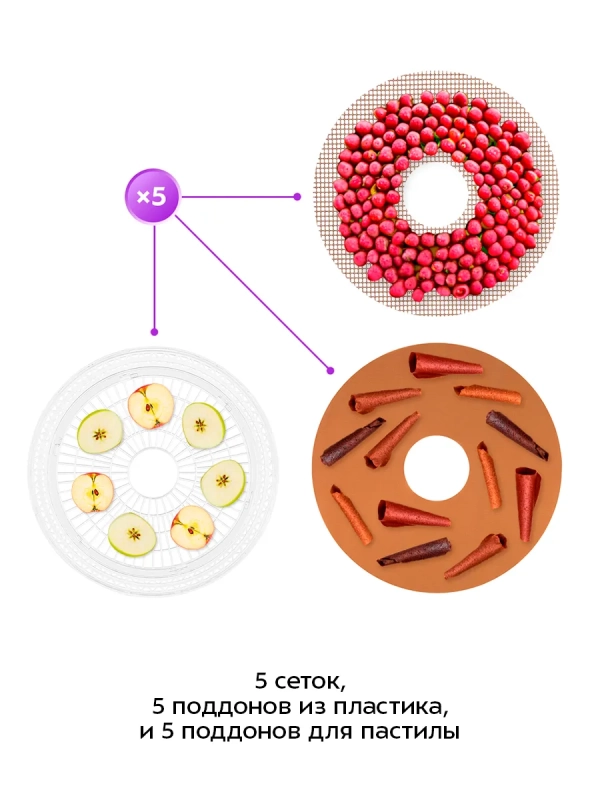 Сушилка электрическая для овощей и фруктов КТ-1996 - 245 Вт Сушилка электрическая для овощей и фруктов КТ-1996 - 245 Вт