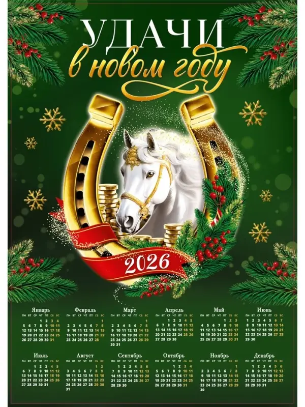 Календарь 2026 «Удачи в новом году», А2 Календарь 2026 «Удачи в новом году», А2