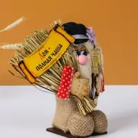 Фигурка - оберег &laquo;Домовой. Кузя в кепке, с метлой и подковой&raquo;, 23&times;25&times;13 см, МИКС
