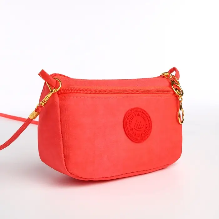 Сумка женская кросс-боди на молнии, 18&times;6.5&times;12 см, однотонная, розовая