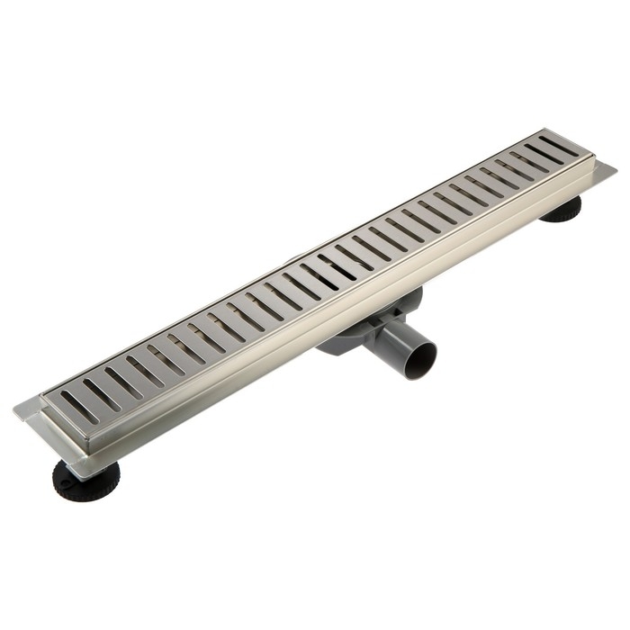 Трап ZEIN engr, c флaнцeм свободного вращ 360°, 7*60 см, d=40/50 мм, нерж сталь, сатин