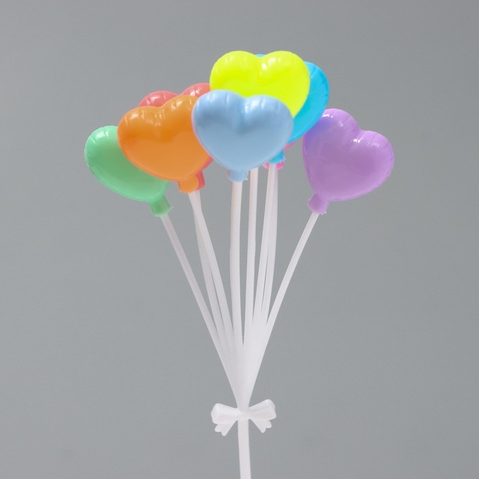 Декор для творчества пластик "Связка воздушных шаров-сердец" 8 шт набор 3 шт 16,6 см