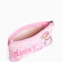 Косметичка на молнии плоская, с подкладкой, маленькая, с принтом, розовая