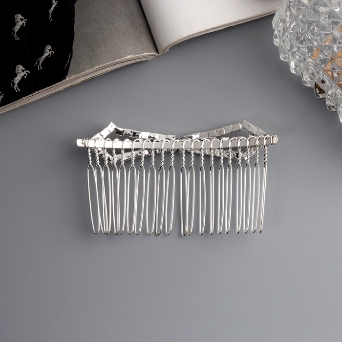 Гребень для волос  Гребень для волос "Медея" бант углы, 8х4 см, серебро