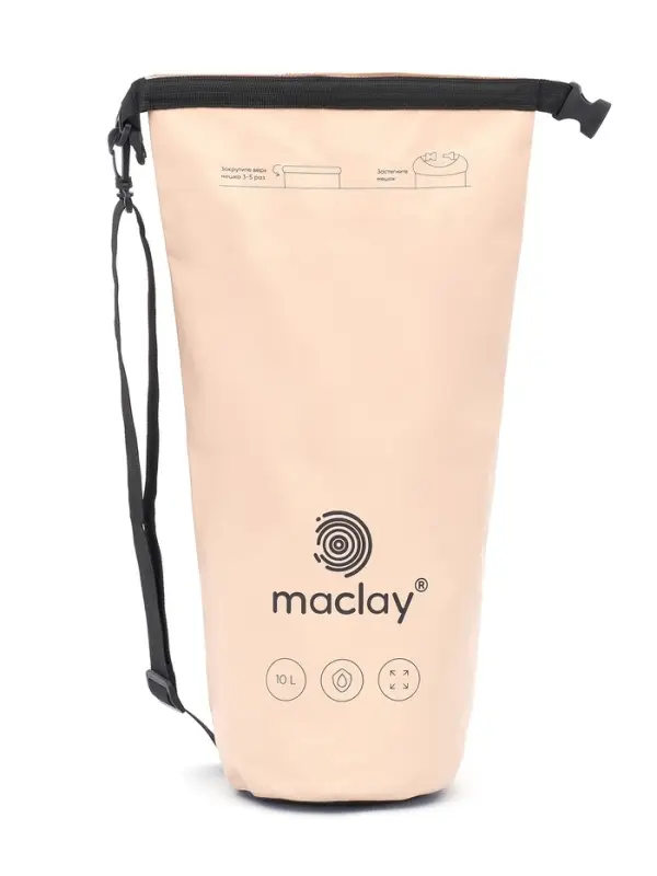 Гермомешок туристический maclay, 10 л, 500D, с лямкой, бежевый