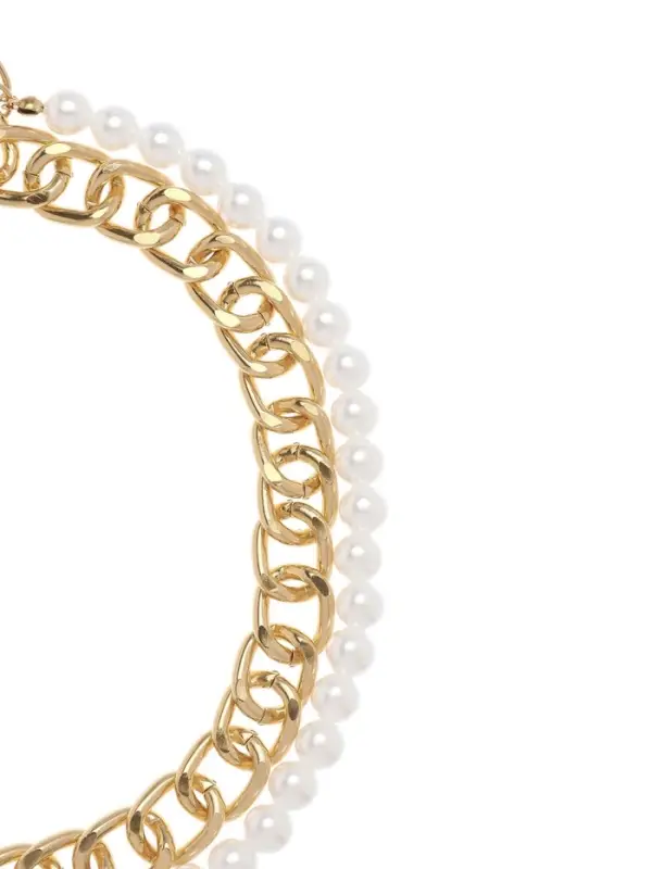 Колье  Колье "Цепь" с жемчугом, цвет белый в золоте