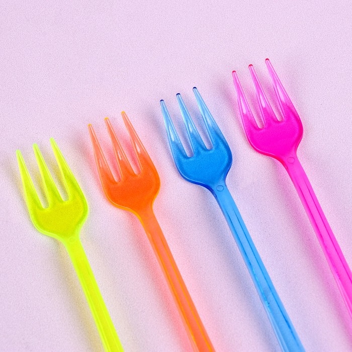 Вилки пластиковые, в наборе 12 штук, цвета МИКС Вилки пластиковые, в наборе 12 штук, цвета МИКС