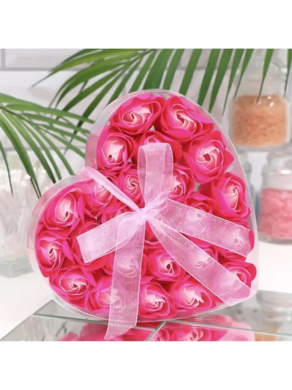 Мыльные розочки, розовая фуксия, набор 24 шт., в коробке