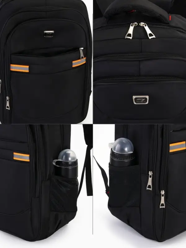 Рюкзак молодёжный, со светоотражающими элементами, 2 отдела, 4 кармана, 37&times;17&times;54 см, чёрный