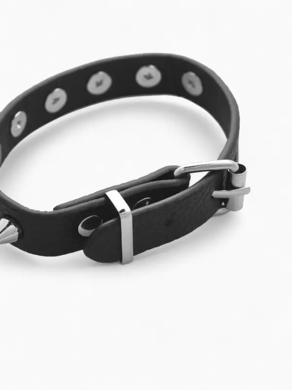 Браслет кожаный &laquo;Хардкор. Шипы&raquo;, L=24.5 см, чёрный в серебре