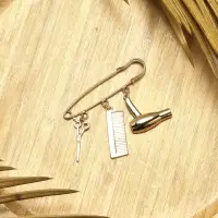 Булавка с подвесками &laquo;Парикмахер&raquo;, 5.5 см, цвет розовое золото