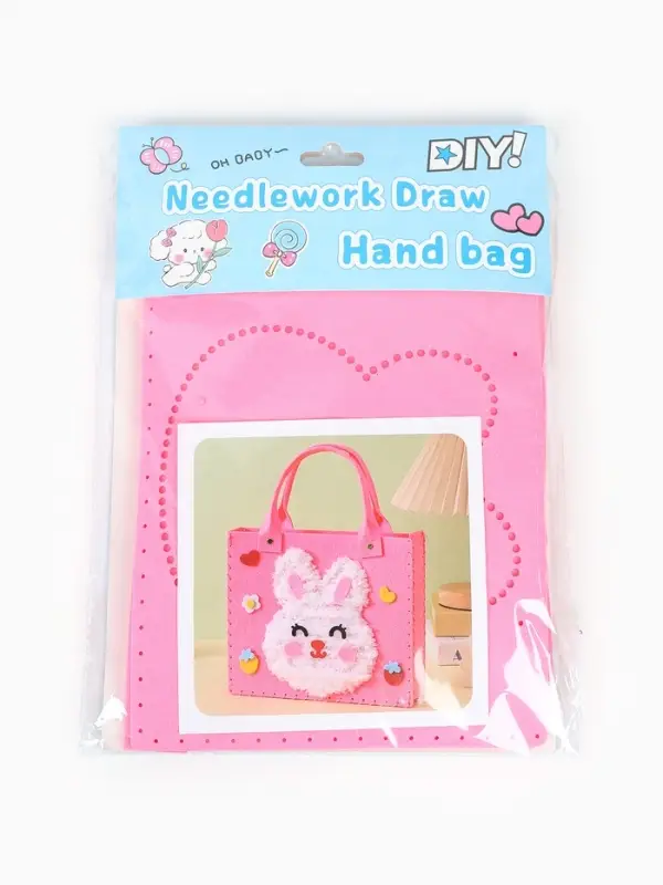 Набор для создания сумки из фетра "Зайка", цвет розовый