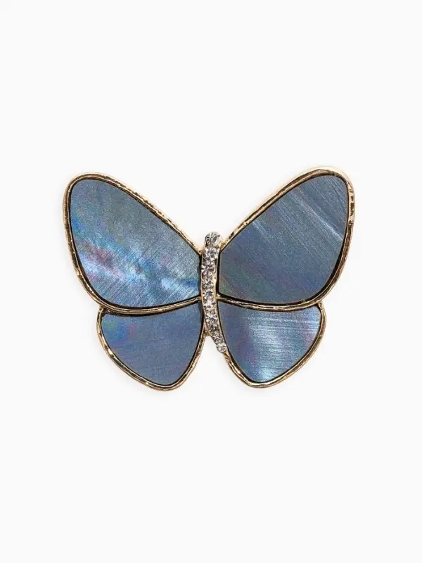 Брошь  Брошь "Бабочка" под перламутр, цвет бело-серый в золоте