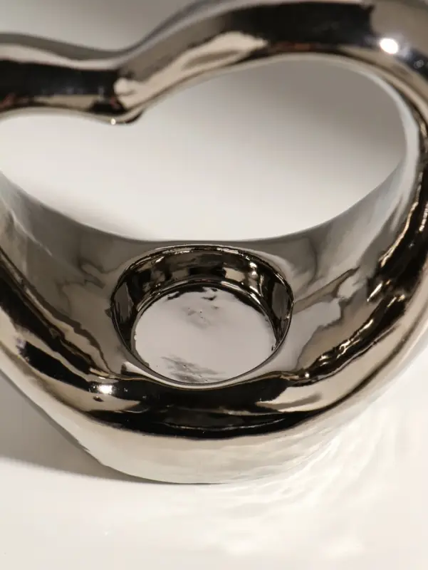 Подсвечник на 1 свечу &laquo;Сердце&raquo;, d=4 см, серебро, 14.5&times;6&times;17 см