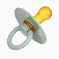 Соски-пустышки, от 0 мес., латекс, классические, в контейнере, набор из 2 шт., айвори/серо-зелёный, M&B