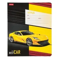 Тетрадь 12 листов в клетку Best Cars, скругленные углы, 5 дизайнов в блоке