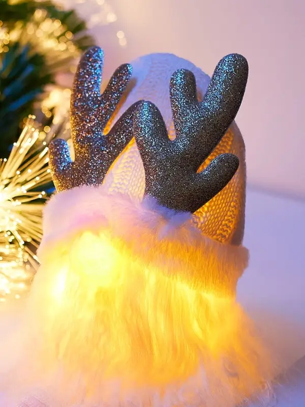 Фигура текстиль «Гном белая шапочка» 33 см, 1 LED, от батареек AG13×3, свечение тёплое белое