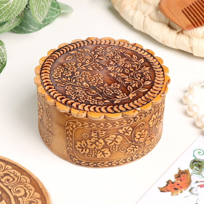 Шкатулка  Шкатулка "Вьюнок", 70 х 35 мм, береста