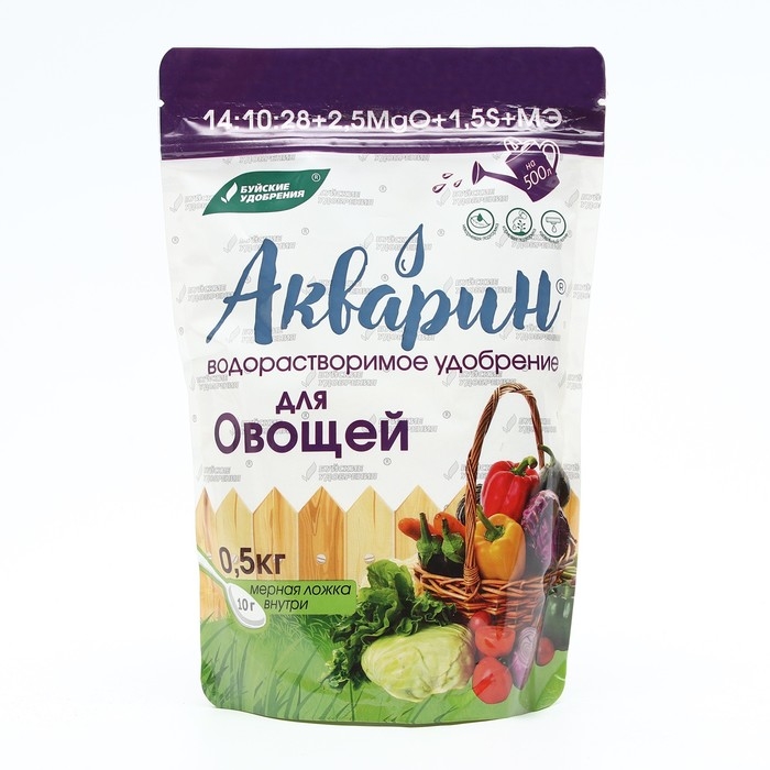 Удобрение комплексное водорастворимое Акварин  Удобрение комплексное водорастворимое Акварин "Для овощей", 0,5 кг