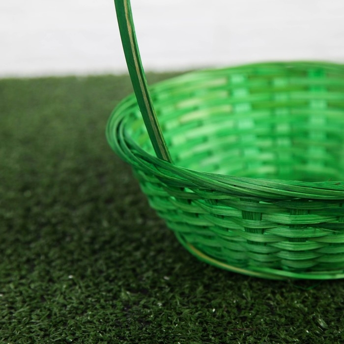 Корзина плетёная, бамбук, зелёная, низкая Корзина плетёная, бамбук, зелёная, низкая