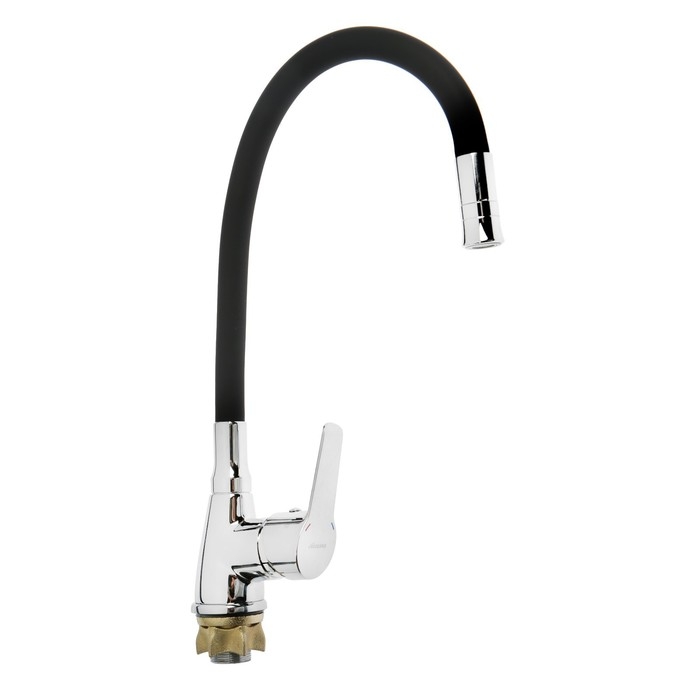 Смеситель для кухни Accoona A4890F-5, однорычажный, гибкий излив, черный/хром Смеситель для кухни Accoona A4890F-5, однорычажный, гибкий излив, черный/хром